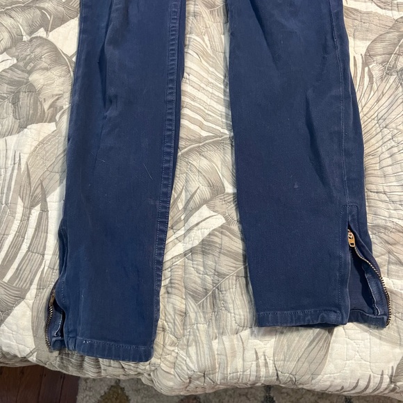 American Apparel Blue Four-Way Stretch Twill Pants with Ankle Zips 26/27 - Picture 2 of 7